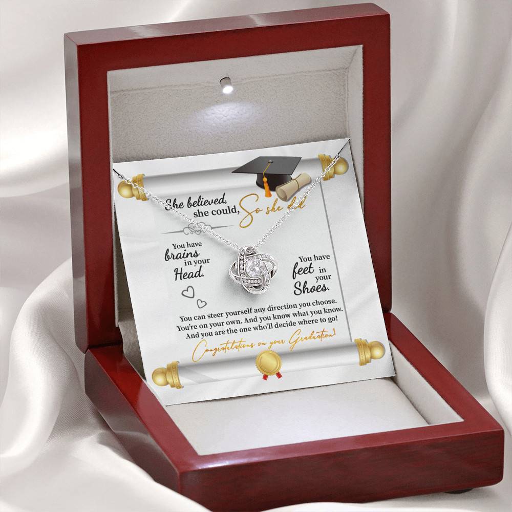 She Believed She Could So She Did Congratulations On Your Graduation Love Knot Necklace