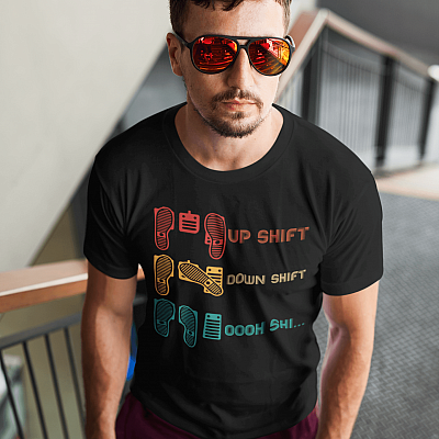 Alternative view of Up Shift Down Shift Oooh Shi Retro Vintage T-Shirt - Vintage Pedal Car T-Shirts