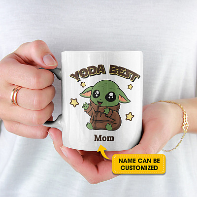 Alternative view of Personalized Yoda Best Ceramic Coffee Mug - Beer Stein - Water Bottle - Color Changing Mug - Custom Baby Yoda Mug