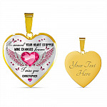Personalized The Moment Your Heart Stopped Mine Changed Forever I Miss You Heart Pendant Necklace - Bangle