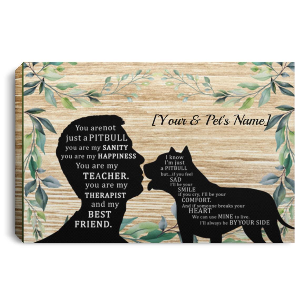 Personalized Pitbull, White, 0.75'' Framed Canvas