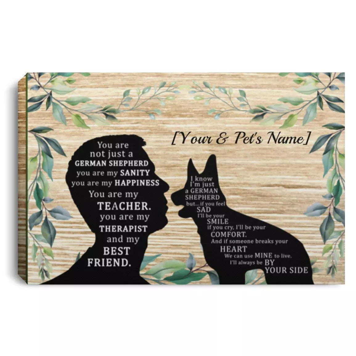 Personalized German, White, 0.75'' Framed Canvas