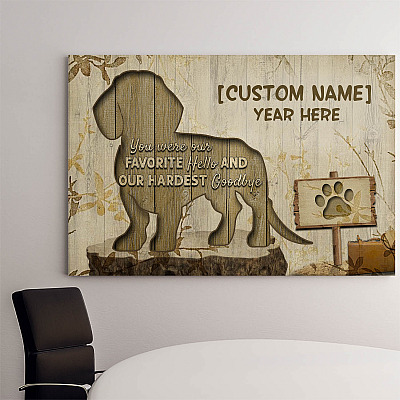 Alternative view of Personalized You Were Our Hardest Goodbye Dachshund Wrapped Framed Canvas Prints - Unframed Poster