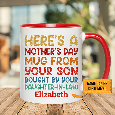 Alternative view of Personalized Here's A Mother's Day Mug From Your Son Bought By Your Daughter In Law Accent Mug - Coffee Mug