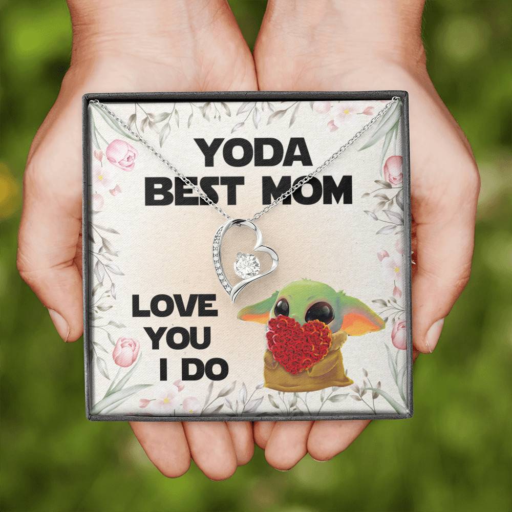 Baby Yoda Best Mom Love You I Do Forever Love Pendant Necklace - Yoda Mother's Day Necklace