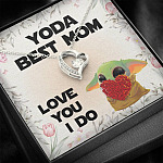 Baby Yoda Best Mom Love You I Do Forever Love Pendant Necklace - Yoda Mother's Day Necklace