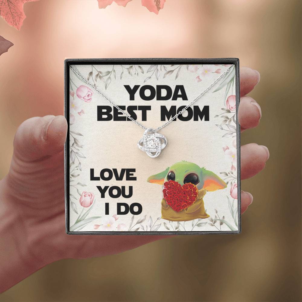 Baby Yoda Best Mom Love You I Do Love Knot Pendant Necklace - Yoda Mother's Day Necklace