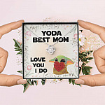 Baby Yoda Best Mom Love You I Do Love Knot Pendant Necklace - Yoda Mother's Day Necklace