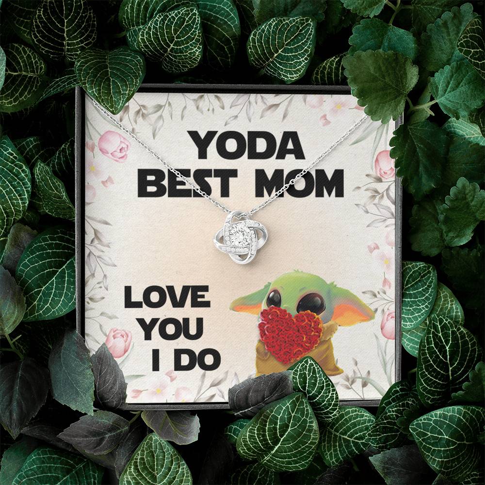 Baby Yoda Best Mom Love You I Do Love Knot Pendant Necklace - Yoda Mother's Day Necklace