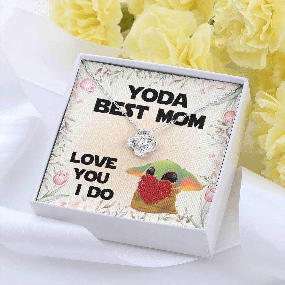 Baby Yoda Best Mom Love You I Do Love Knot Pendant Necklace - Yoda Mother's Day Necklace