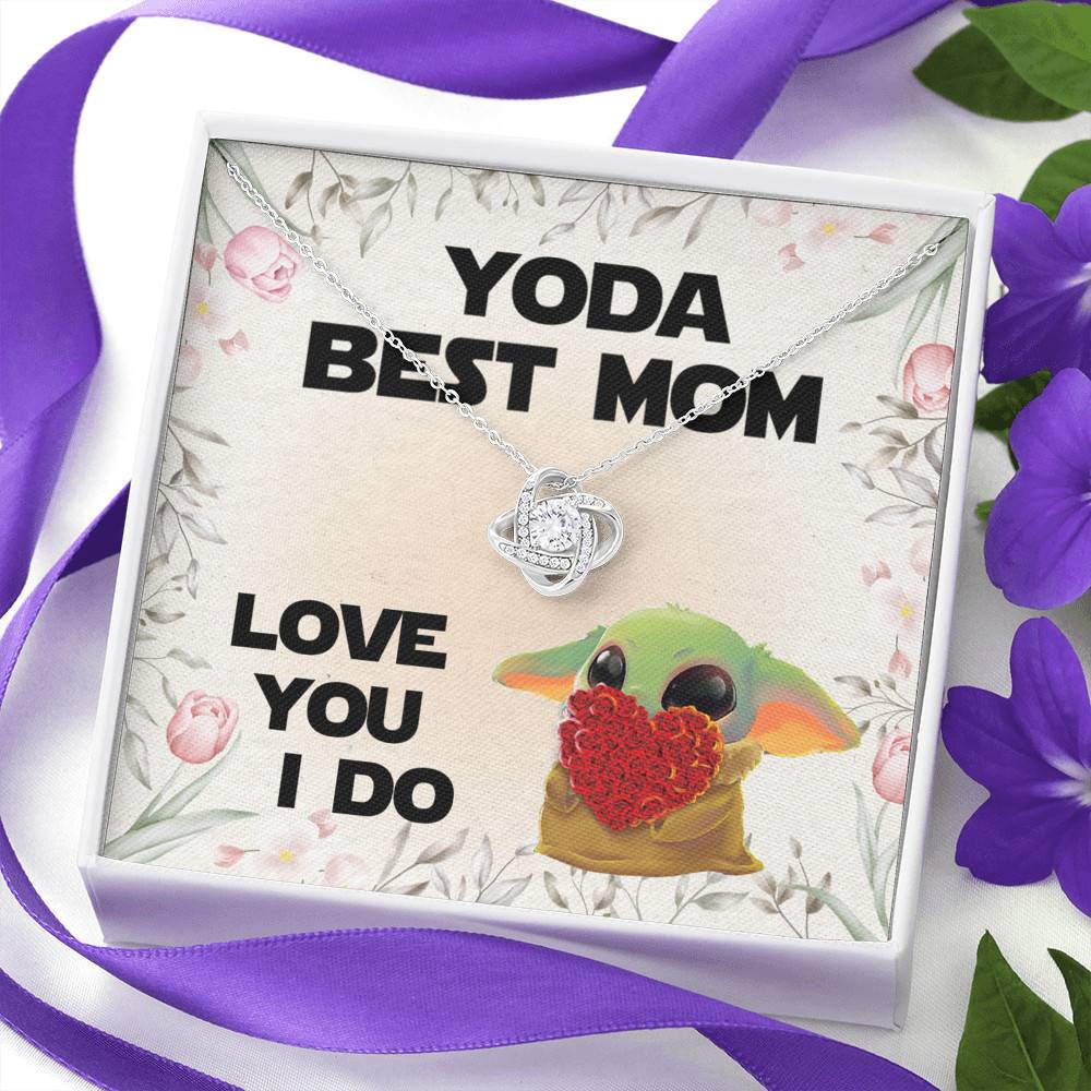 Baby Yoda Best Mom Love You I Do Love Knot Pendant Necklace - Yoda Mother's Day Necklace