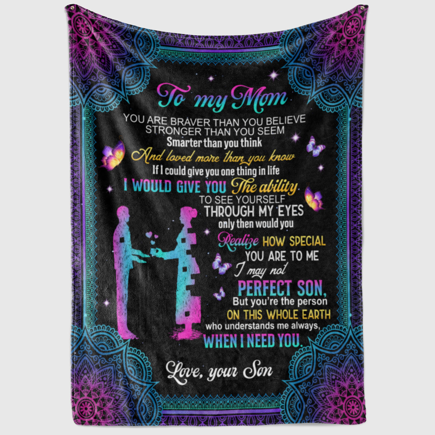 1VT. Son To My Mom You Are Braver blanket mockup2