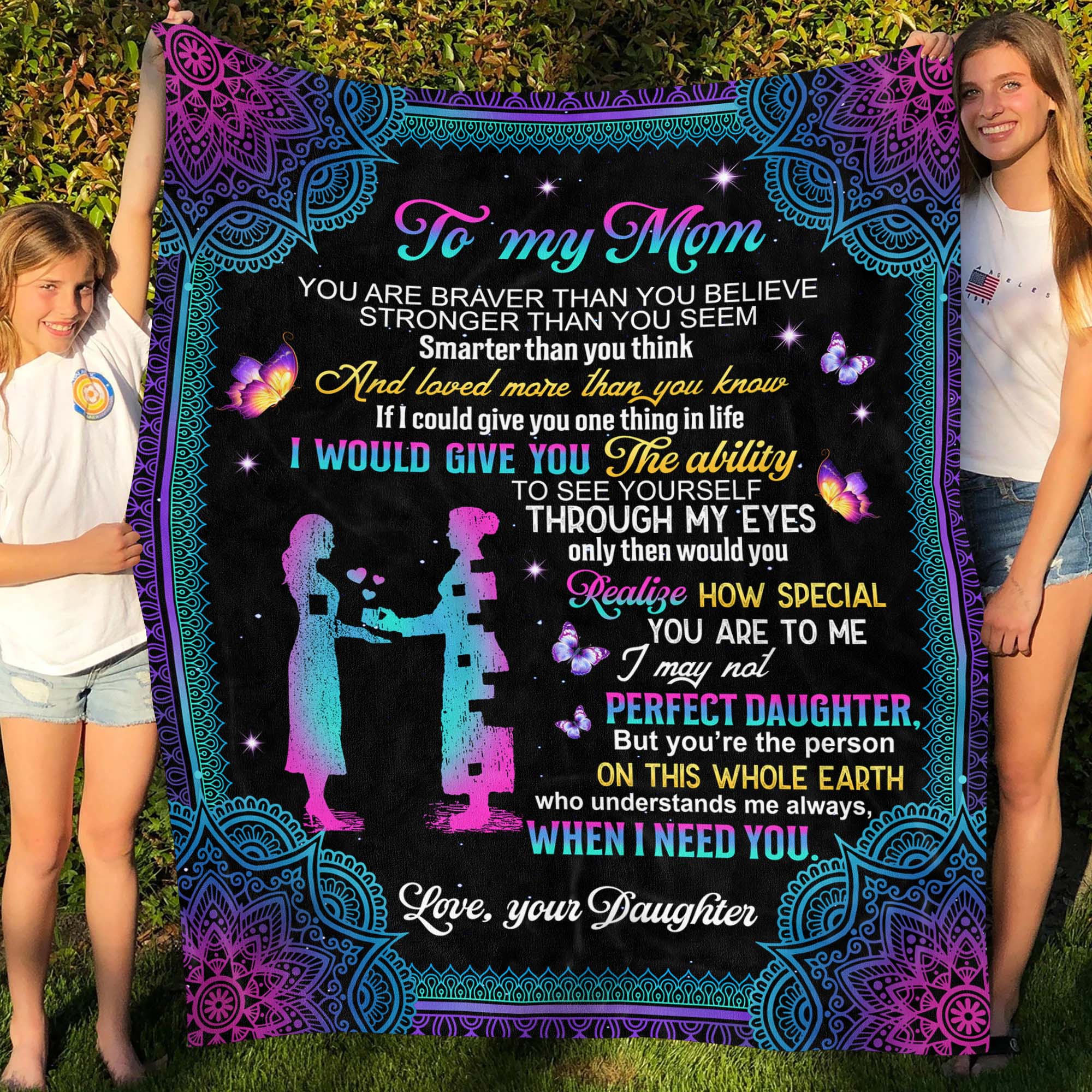 1VT. Daughter To My Mom You Are Braver blanket mockup