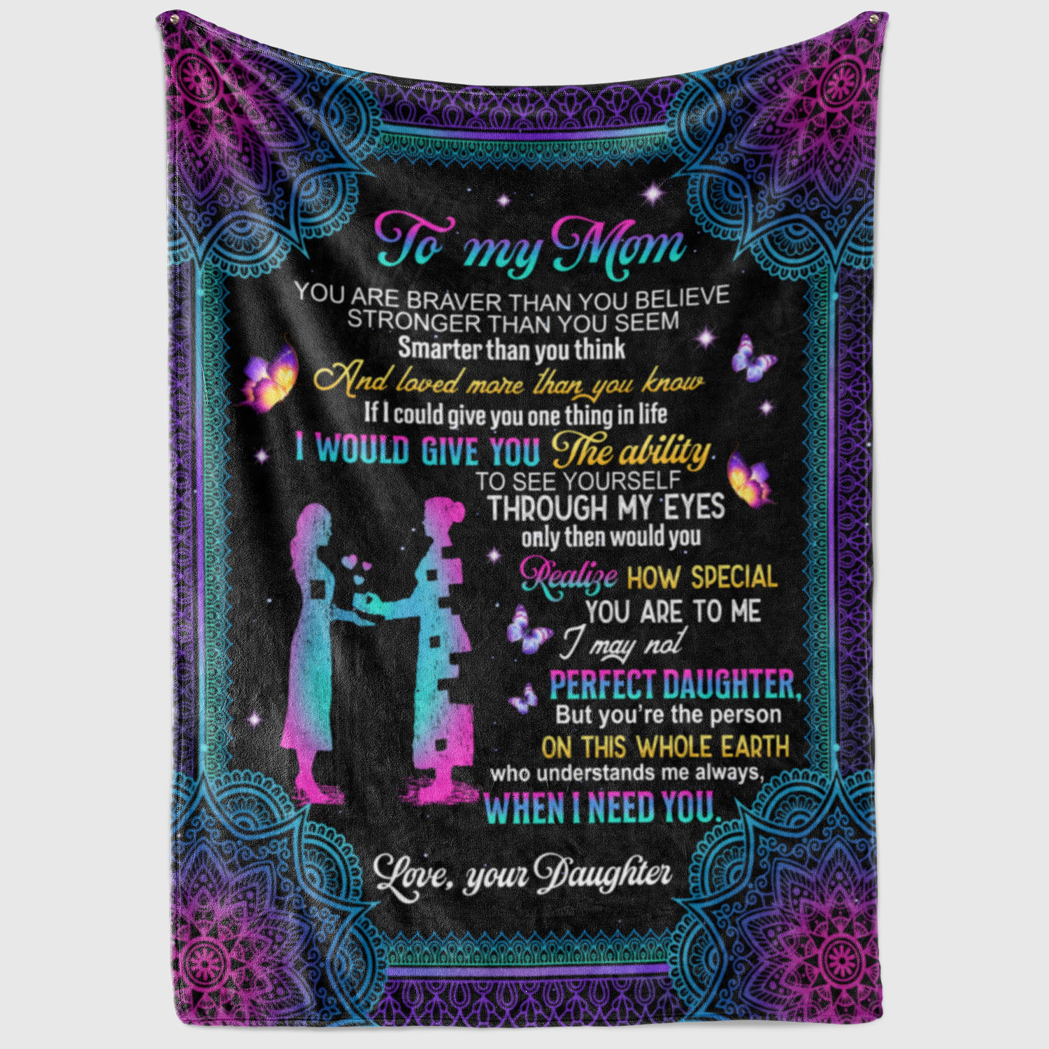 1VT. Daughter To My Mom You Are Braver blanket mockup2
