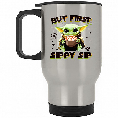 14 oz. Silver Travel Mug