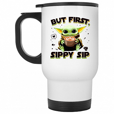 14 oz. White Travel Mug