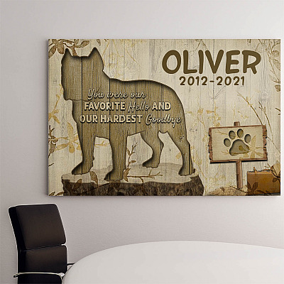 Alternative view of Personalized You Were Our Hardest Goodbye Pitbull Wrapped Framed Canvas Prints - Unframed Poster