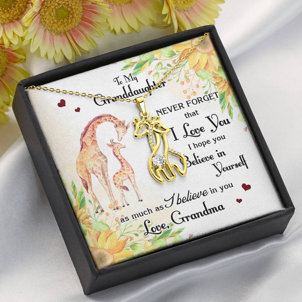 To My Granddaughter Never Forget I Love You I Hope You Believe in Yourself Giraffe Necklace Pendant Necklace