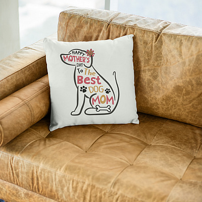 Alternative view of Happy Mother's Day To The Best Dog Mom Fur Mom Throw Pillow - Indoor Outdoor Cushion - Dog Mama Gift