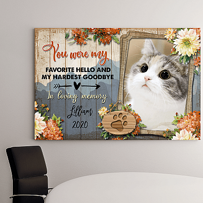 Alternative view of Custom Photo You Were My Favorite Hello And Hardest Goodbye Framed Canvas - Pet Memorial Unframed Poster