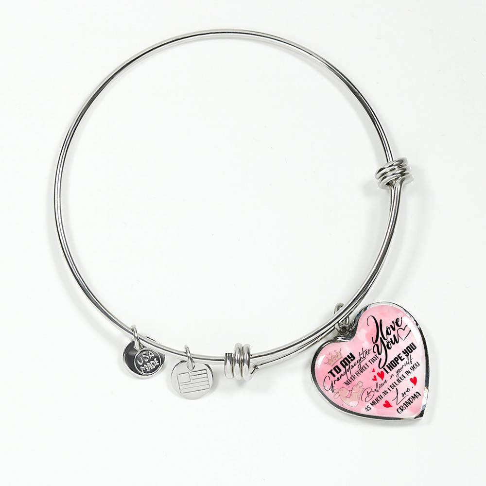 To My Granddaughter Never Forget I Love You I Hope You Believe in Yourself Heart Pendant Necklace - Bangle