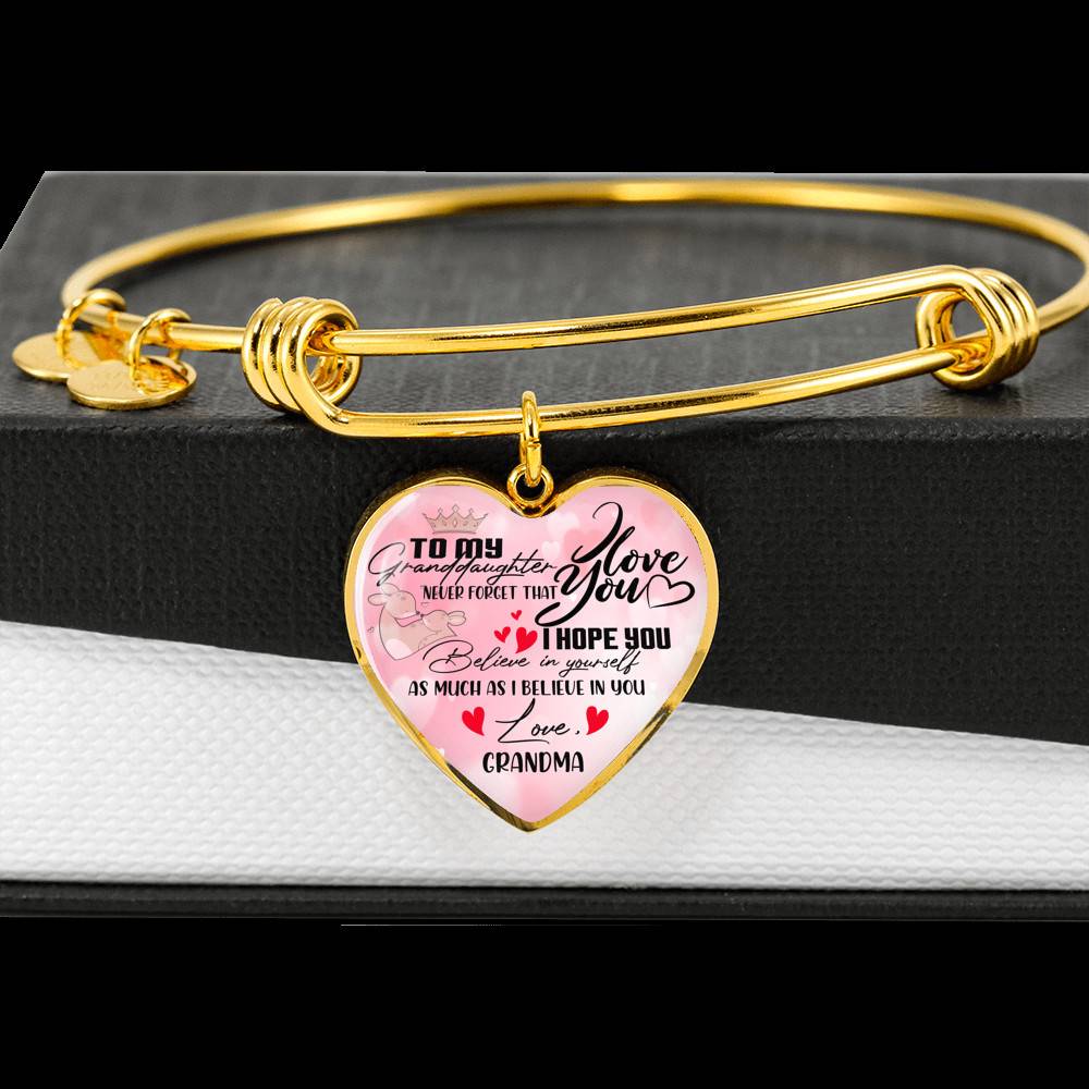 To My Granddaughter Never Forget I Love You I Hope You Believe in Yourself Heart Pendant Necklace - Bangle