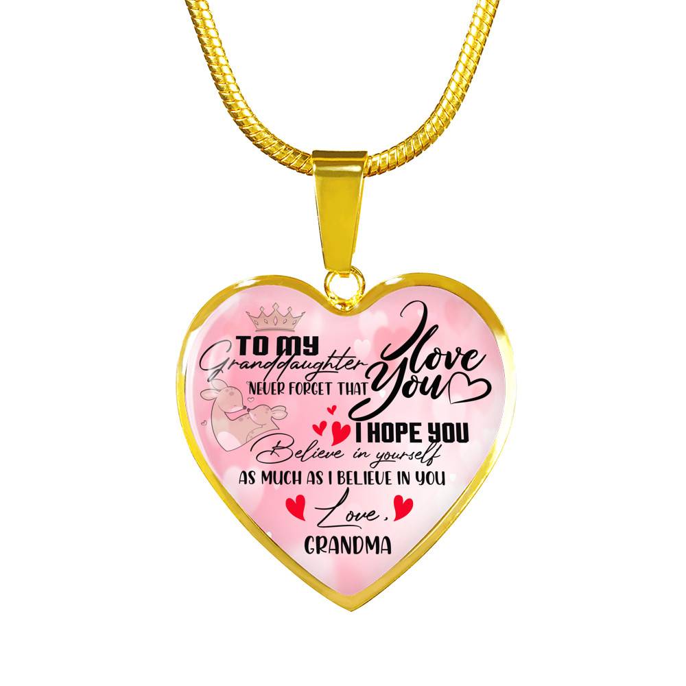 To My Granddaughter Never Forget I Love You I Hope You Believe in Yourself Heart Pendant Necklace - Bangle