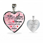 To My Granddaughter Never Forget I Love You I Hope You Believe in Yourself Heart Pendant Necklace - Bangle