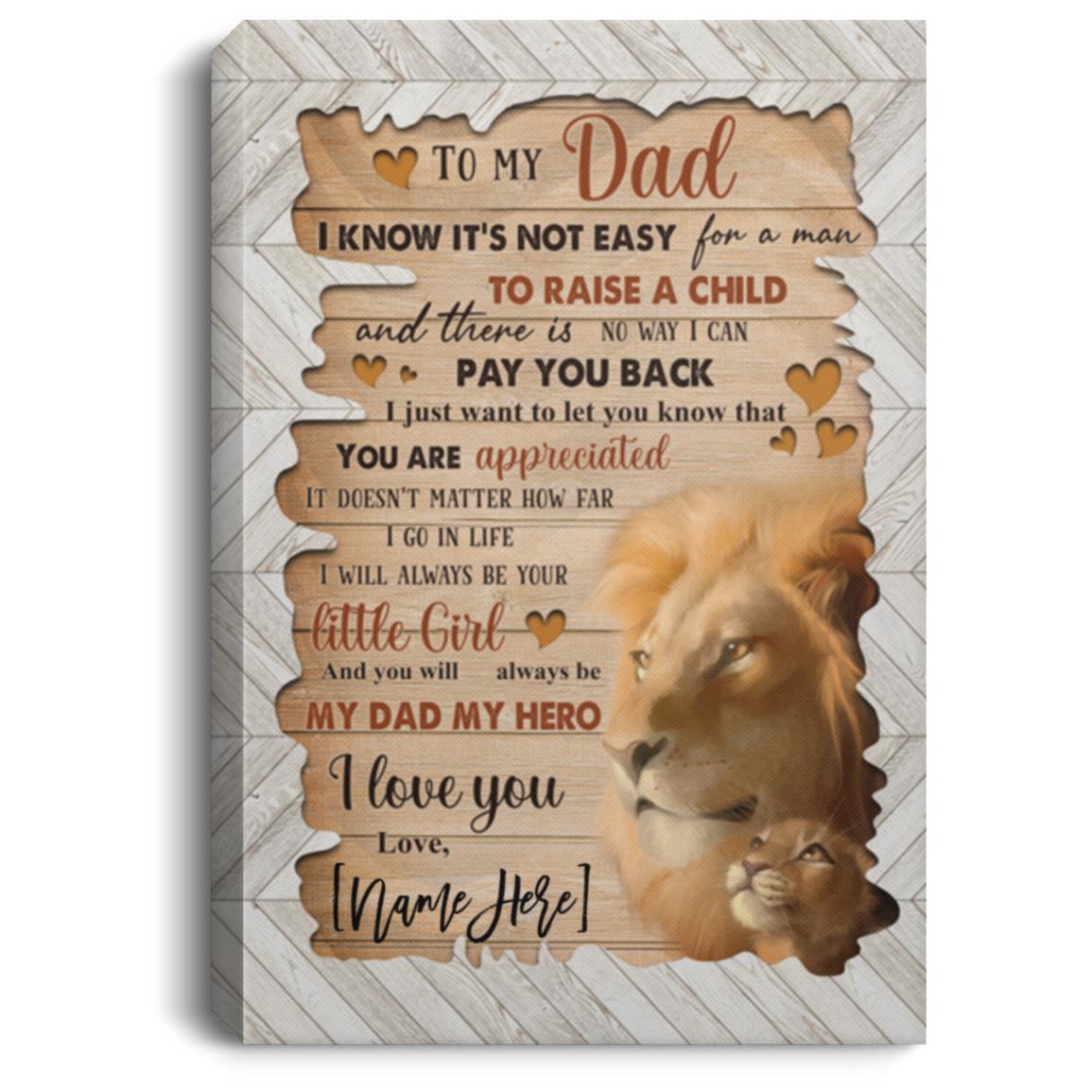 Personalized Daughter, White, 0.75'' Framed Canvas