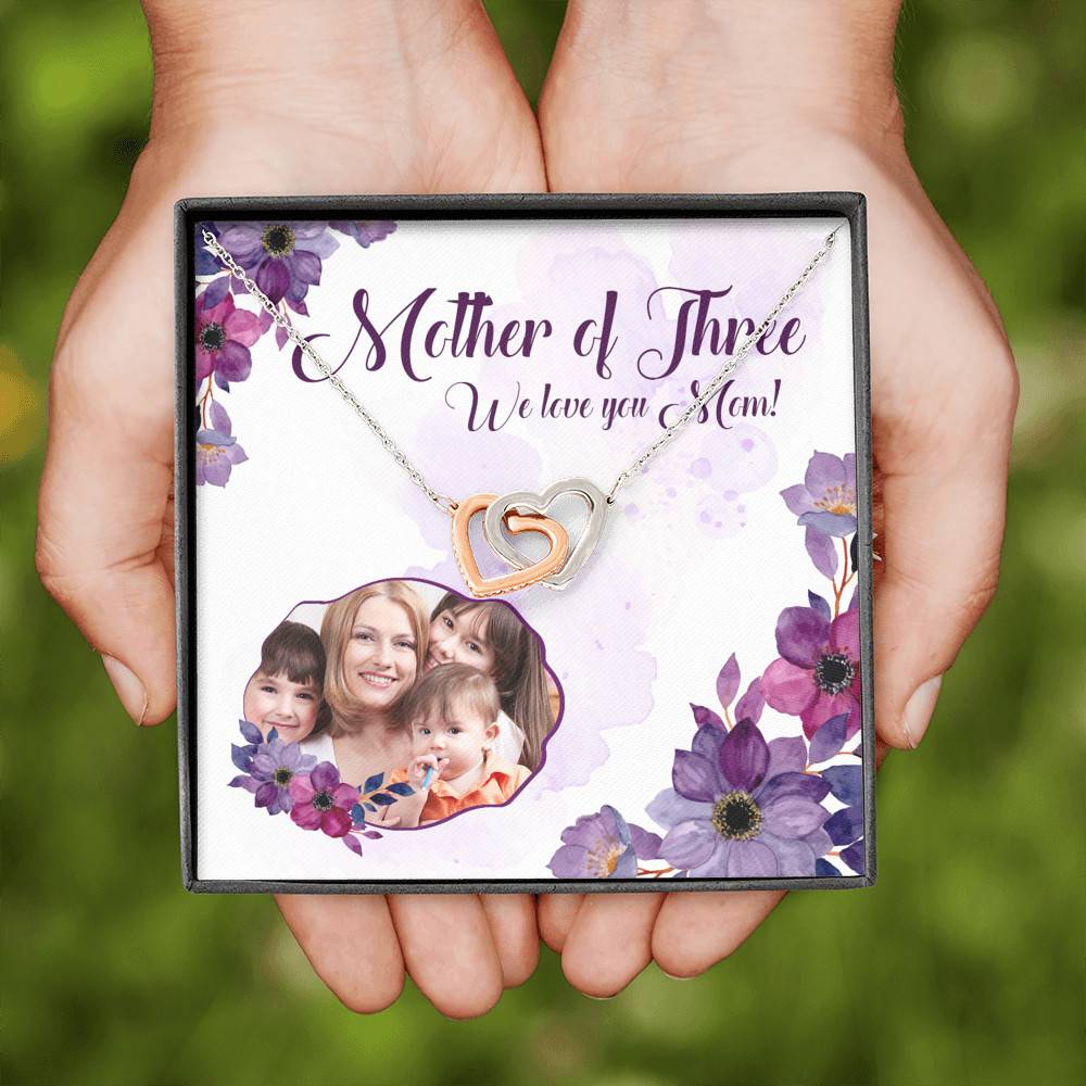 Personalized Photo Mother Of Three We Love You Mom Custom Image Interlocking Hearts Pendant Necklace Personalized Photo Mother Of Three We Love You Mom Custom Image Interlocking Hearts Pendant Necklace