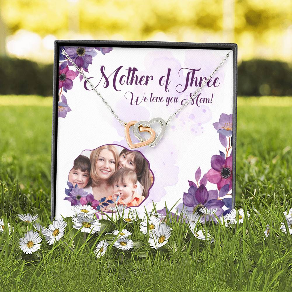 Personalized Photo Mother Of Three We Love You Mom Custom Image Interlocking Hearts Pendant Necklace Personalized Photo Mother Of Three We Love You Mom Custom Image Interlocking Hearts Pendant Necklace