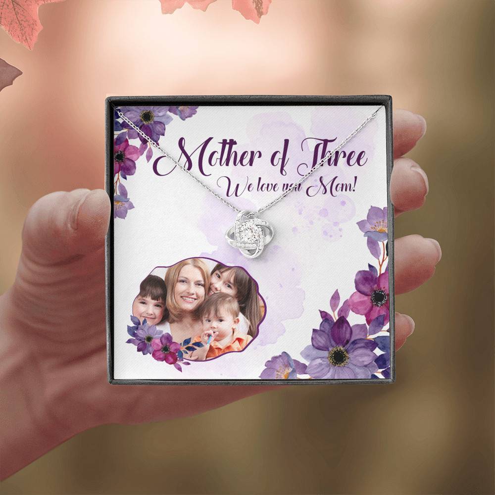 Personalized Photo Mother Of Three We Love You Mom Custom Image Love Knot Pendant Necklace Personalized Photo Mother Of Three We Love You Mom Custom Image Love Knot Pendant Necklace