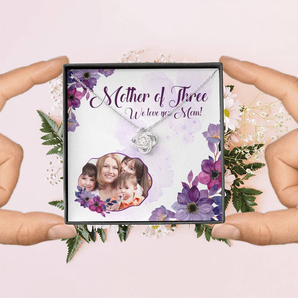 Personalized Photo Mother Of Three We Love You Mom Custom Image Love Knot Pendant Necklace Personalized Photo Mother Of Three We Love You Mom Custom Image Love Knot Pendant Necklace