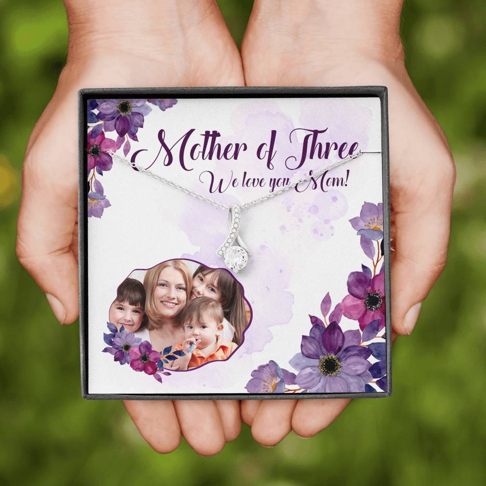 Personalized Photo Mother Of Three We Love You Mom Custom Image Alluring Beauty Necklace
