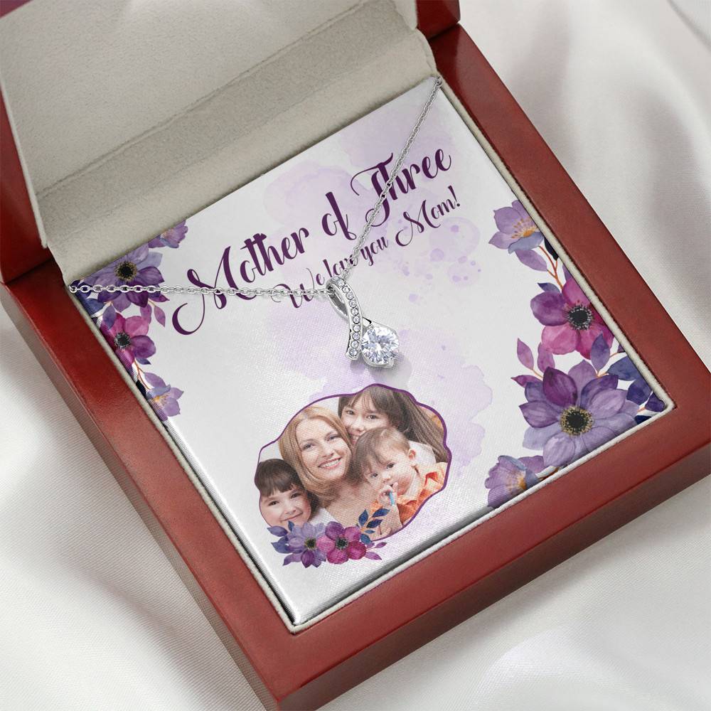 Personalized Photo Mother Of Three We Love You Mom Custom Image Alluring Beauty Necklace