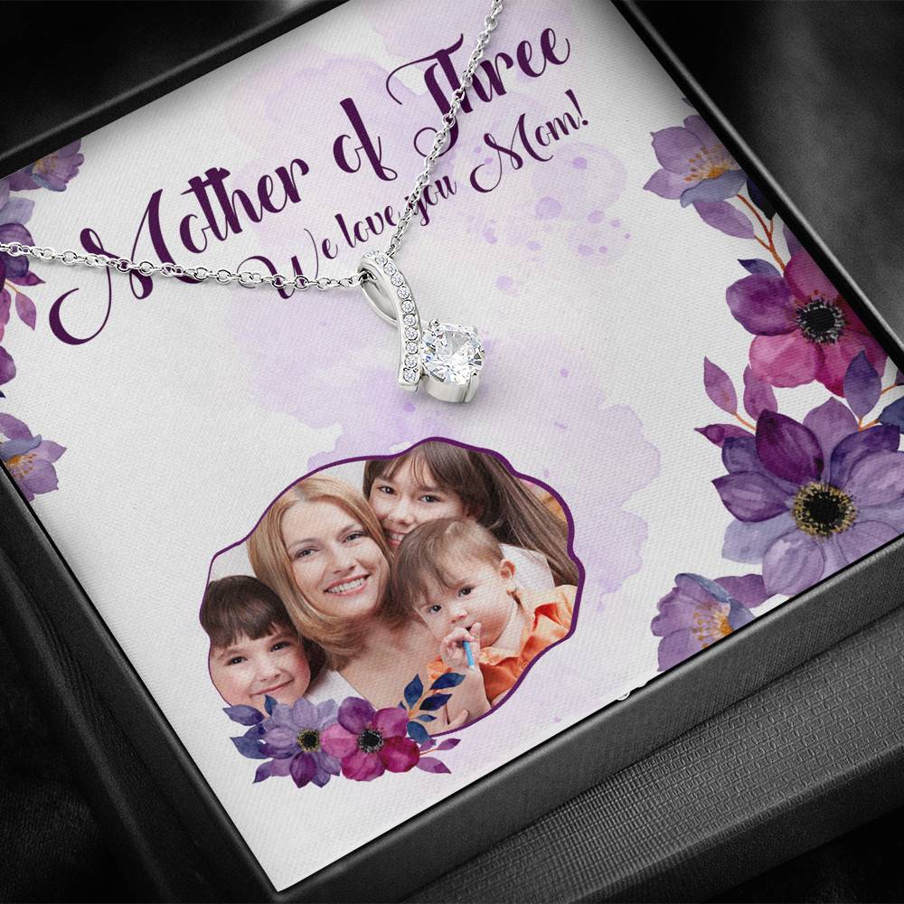 Personalized Photo Mother Of Three We Love You Mom Custom Image Alluring Beauty Necklace