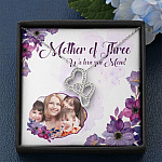 Personalized Photo Mother Of Three We Love You Mom Custom Image Double Hearts Pendant Necklace
