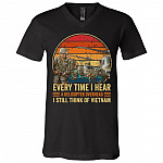 helicopter t, Black, V-Neck T-Shirt