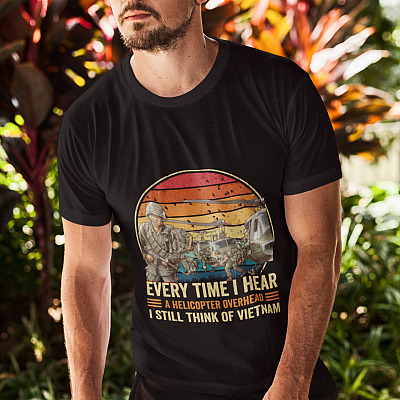 Alternative view of Every Time I Hear a Helicopter Overhead I Still Think of Vietnam T-Shirt - V-Neck Tee