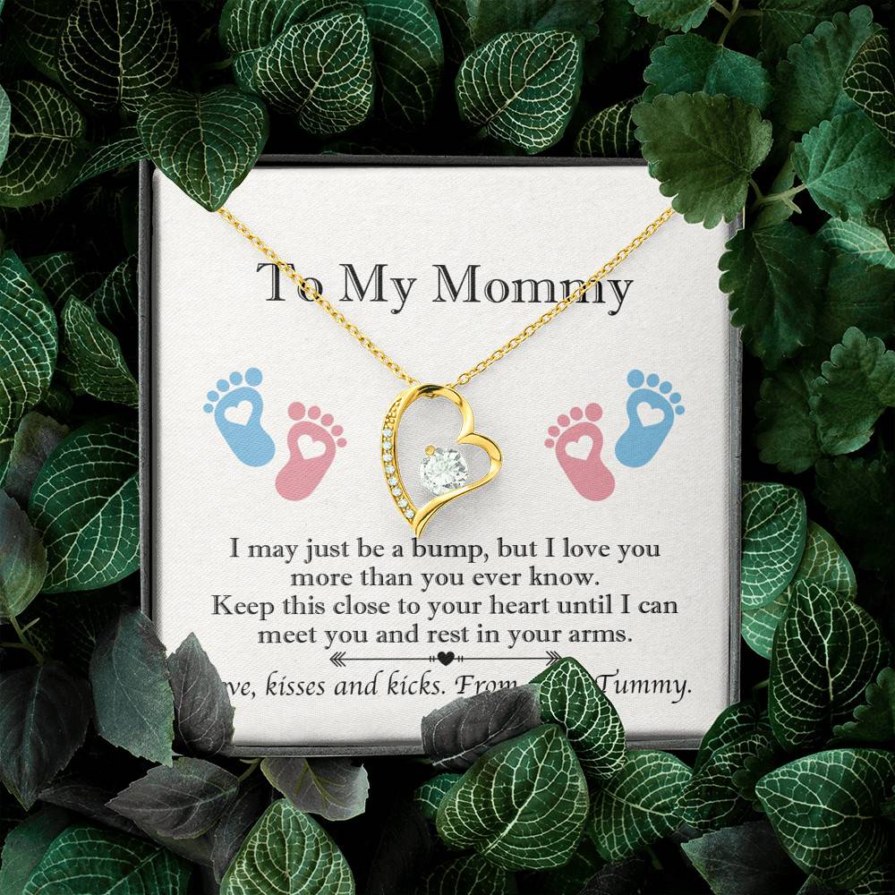 From Baby Bump To My Mommy I May Be Just A Bump Forever Love Heart Pendant Necklace - Mommy To Be Gift