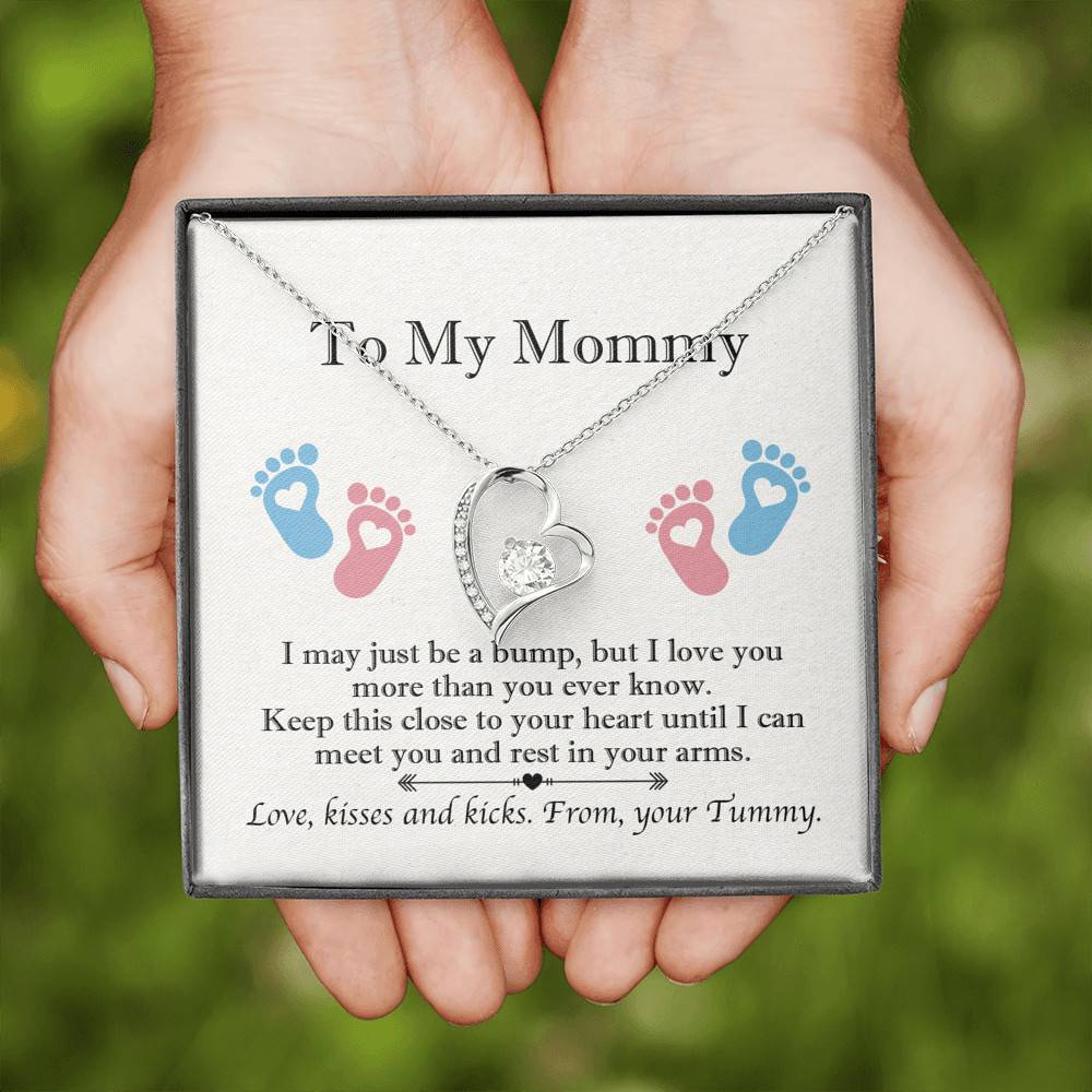From Baby Bump To My Mommy I May Be Just A Bump Forever Love Heart Pendant Necklace - Mommy To Be Gift