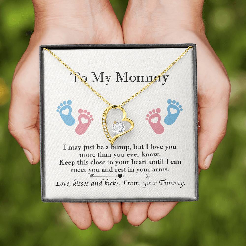 From Baby Bump To My Mommy I May Be Just A Bump Forever Love Heart Pendant Necklace - Mommy To Be Gift