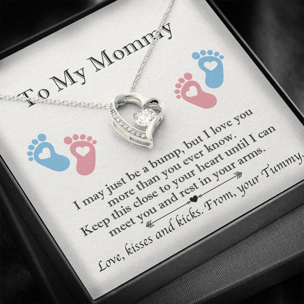 From Baby Bump To My Mommy I May Be Just A Bump Forever Love Heart Pendant Necklace - Mommy To Be Gift