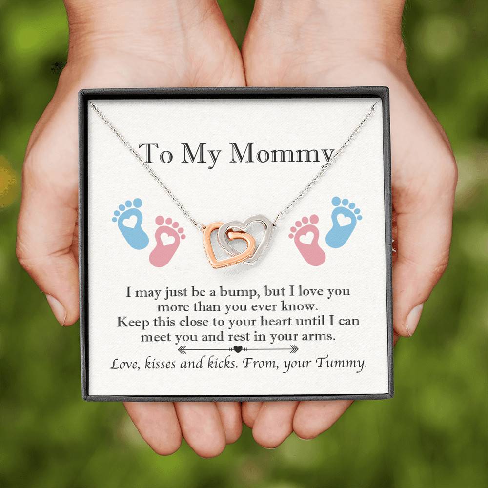 From Baby Bump To My Mommy I May Be Just A Bump Interlocking Heart Pendant Necklace - Mommy To Be Gift From Baby Bump To My Mommy I May Be Just A Bump Interlocking Heart Pendant Necklace - Mommy To Be Gift