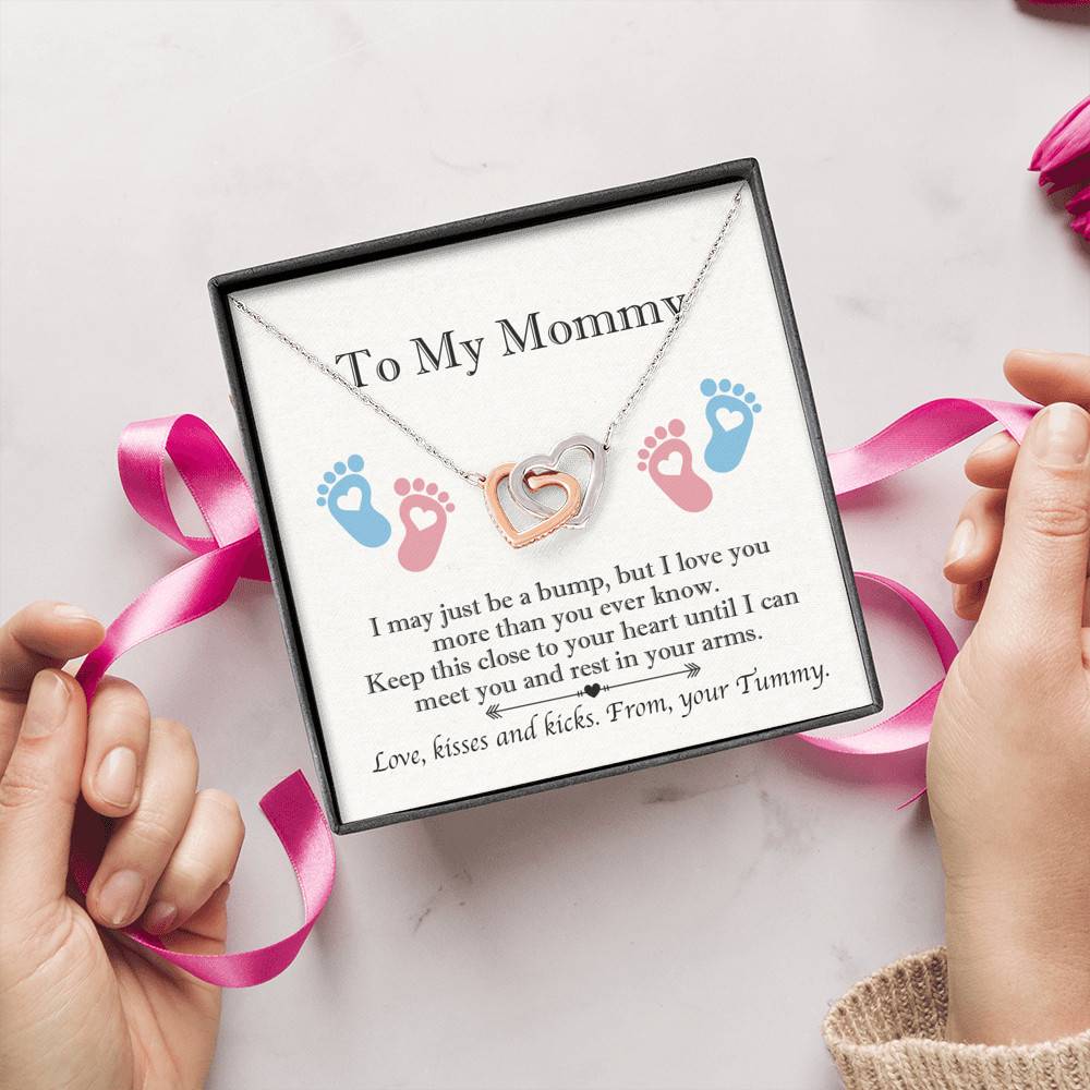 From Baby Bump To My Mommy I May Be Just A Bump Interlocking Heart Pendant Necklace - Mommy To Be Gift From Baby Bump To My Mommy I May Be Just A Bump Interlocking Heart Pendant Necklace - Mommy To Be Gift