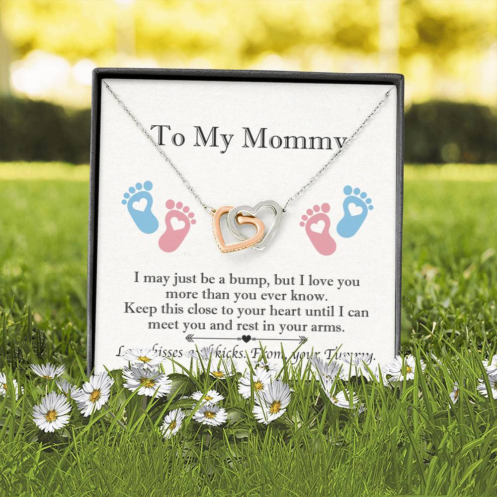 From Baby Bump To My Mommy I May Be Just A Bump Interlocking Heart Pendant Necklace - Mommy To Be Gift From Baby Bump To My Mommy I May Be Just A Bump Interlocking Heart Pendant Necklace - Mommy To Be Gift