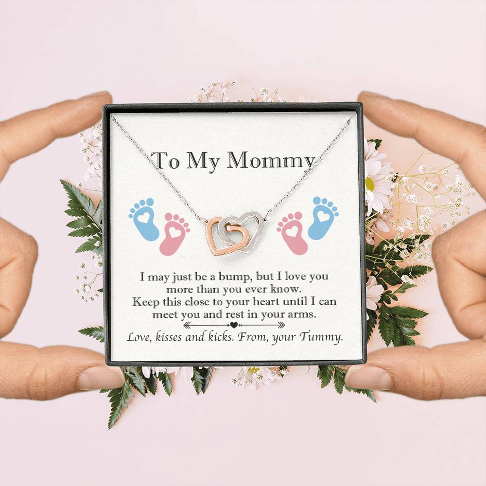 From Baby Bump To My Mommy I May Be Just A Bump Interlocking Heart Pendant Necklace - Mommy To Be Gift From Baby Bump To My Mommy I May Be Just A Bump Interlocking Heart Pendant Necklace - Mommy To Be Gift