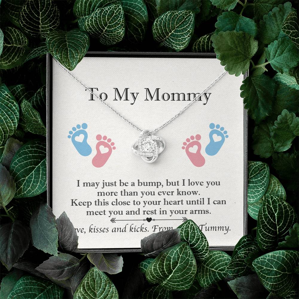 From Baby Bump To My Mommy I May Be Just A Bump Love Knot Pendant Necklace - Mommy To Be Gift