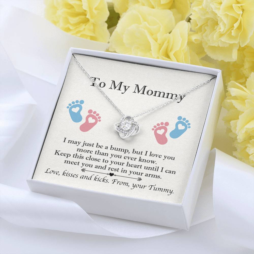 From Baby Bump To My Mommy I May Be Just A Bump Love Knot Pendant Necklace - Mommy To Be Gift