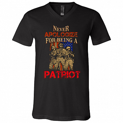 Patriot Veteran Shirt Never, Black, V-Neck T-Shirt